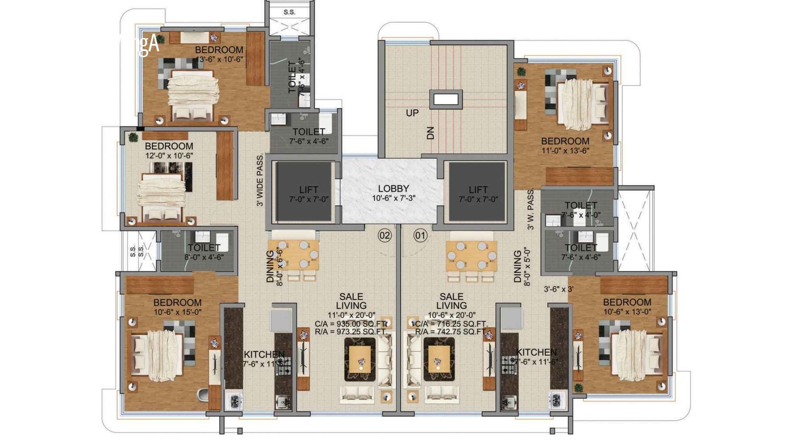Zee-Manubharati-Typical-Floor-Plan-Wing-A